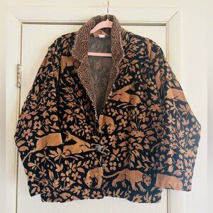 VTG 80s cottagecore amazing woodland animal chenille vintage crop velvet jacket